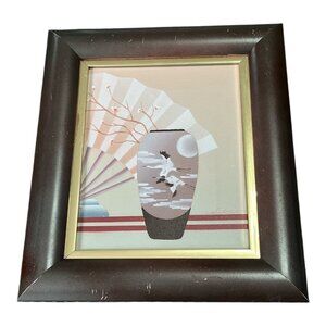 Artistic Interiors Inc. Framed Asian-Inspired Art Print “Vase with Cranes & Fan”